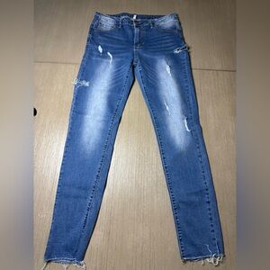 My Michelle Blue Distressed Ankle Jeans